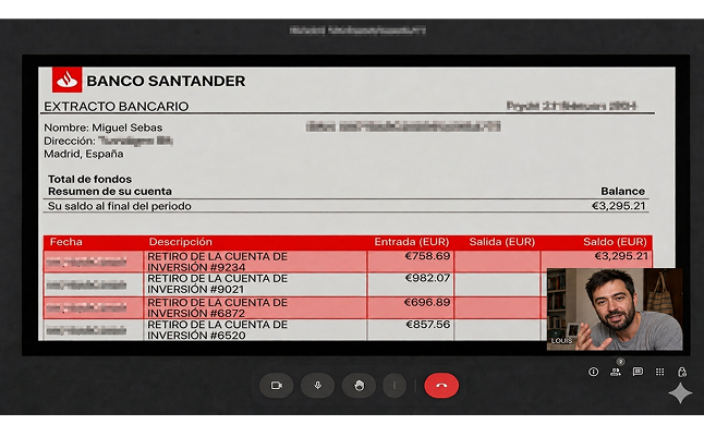 Extracto bancario Andrés