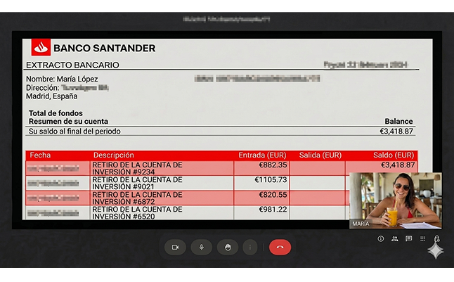 Extracto bancario María